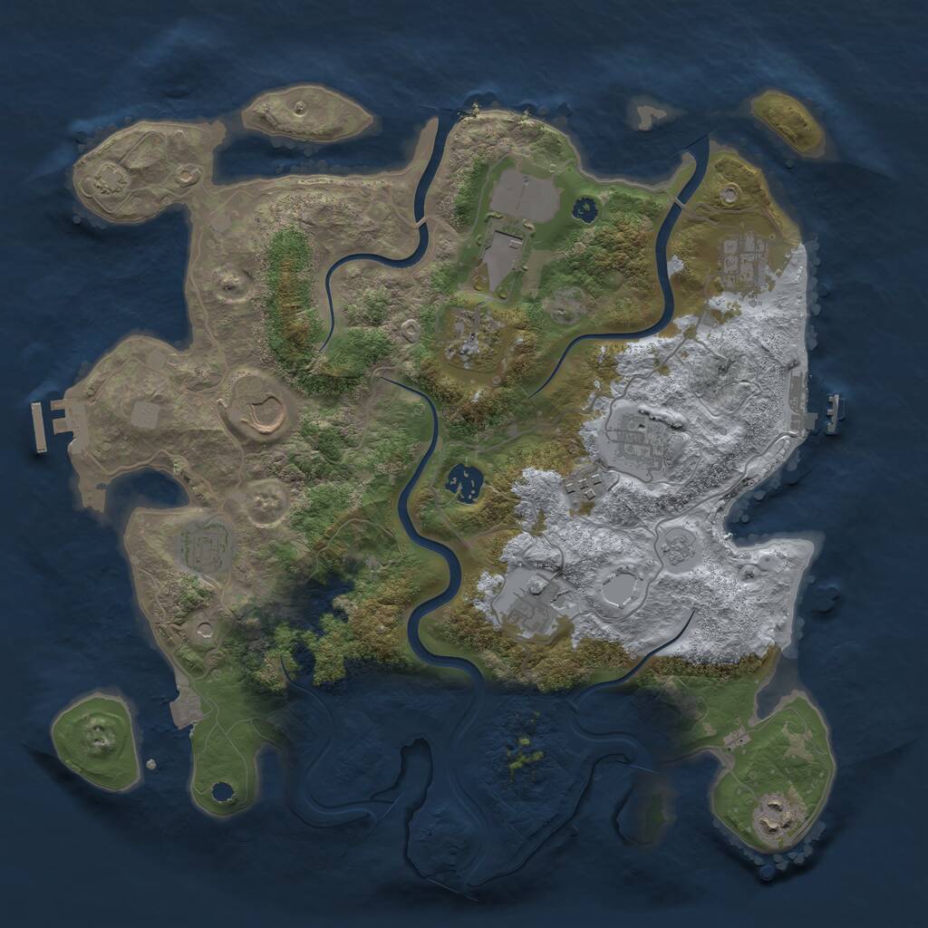 Rust Map: Procedural Map, Size: 3750, Seed: 147409186, 16 Monuments