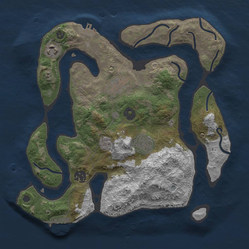 Rust Map: Procedural Map, Size: 3000, Seed: 56743, 9 Monuments