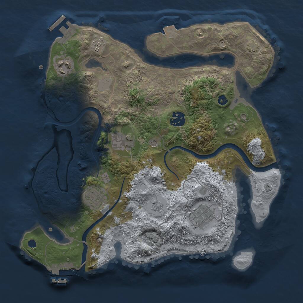 Rust Map: Procedural Map, Size: 3000, Seed: 56743, 12 Monuments