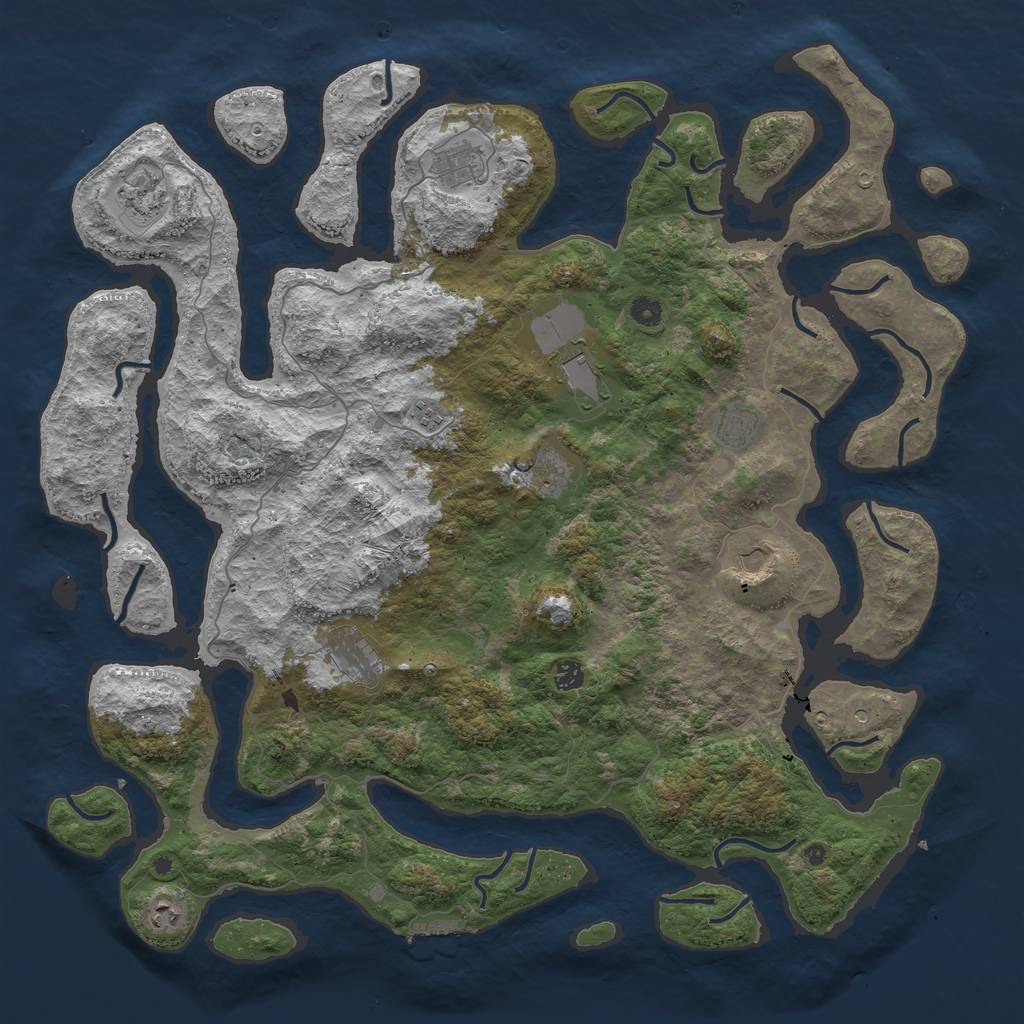 Rust Map: Procedural Map, Size: 5000, Seed: 67251, 14 Monuments