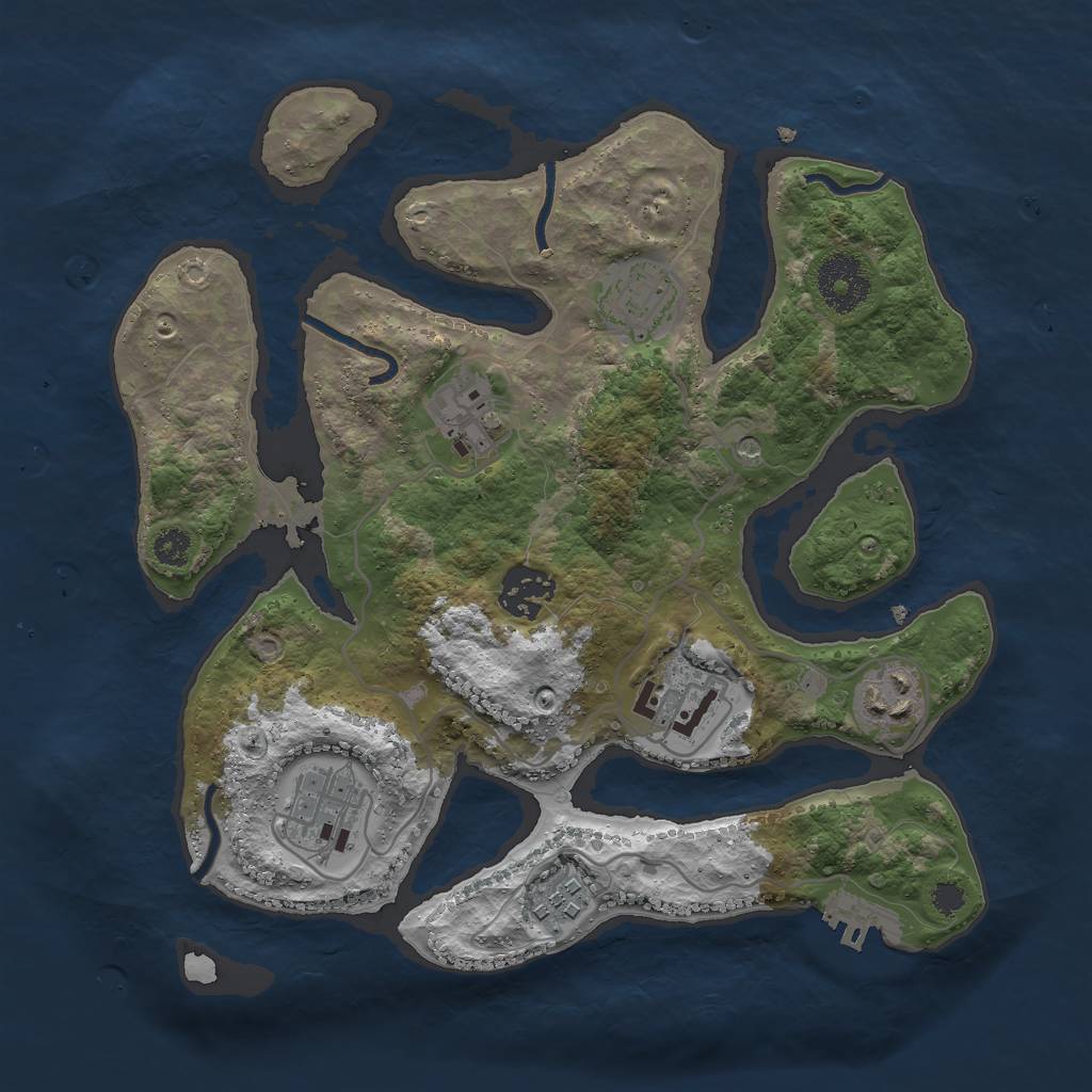 Rust Map: Procedural Map, Size: 3000, Seed: 1257417849, 11 Monuments