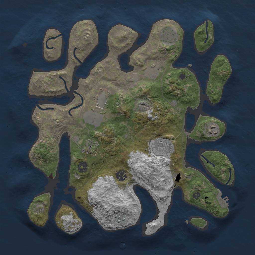 Rust Map: Procedural Map, Size: 3500, Seed: 9665119, 12 Monuments