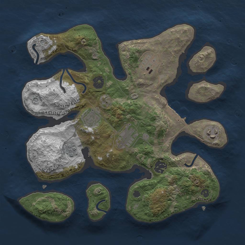 Rust Map: Procedural Map, Size: 3000, Seed: 747815173, 10 Monuments