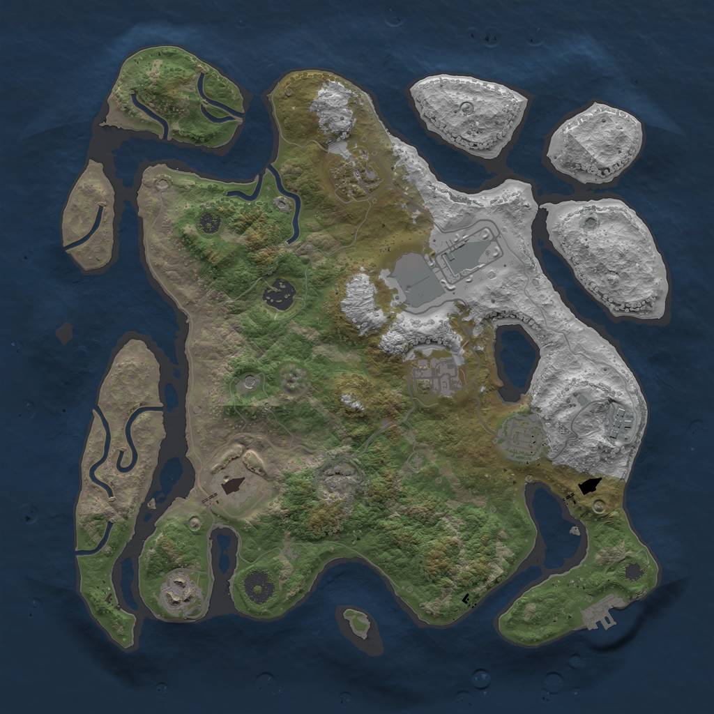 Rust Map: Procedural Map, Size: 3500, Seed: 85678, 12 Monuments