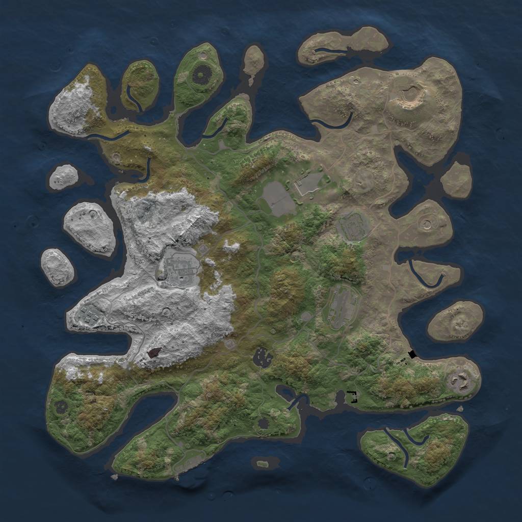 Rust Map: Procedural Map, Size: 4000, Seed: 50670, 12 Monuments