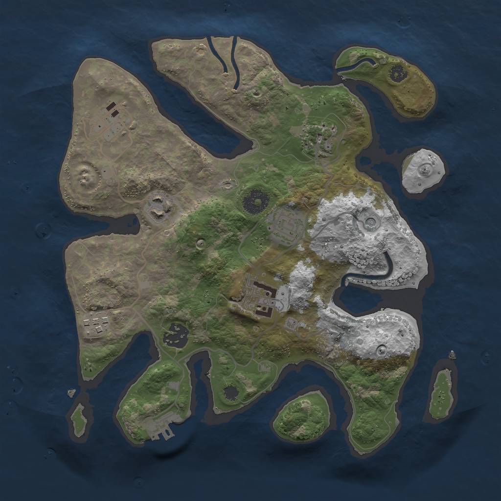 Rust Map: Procedural Map, Size: 3000, Seed: 1740686250, 11 Monuments