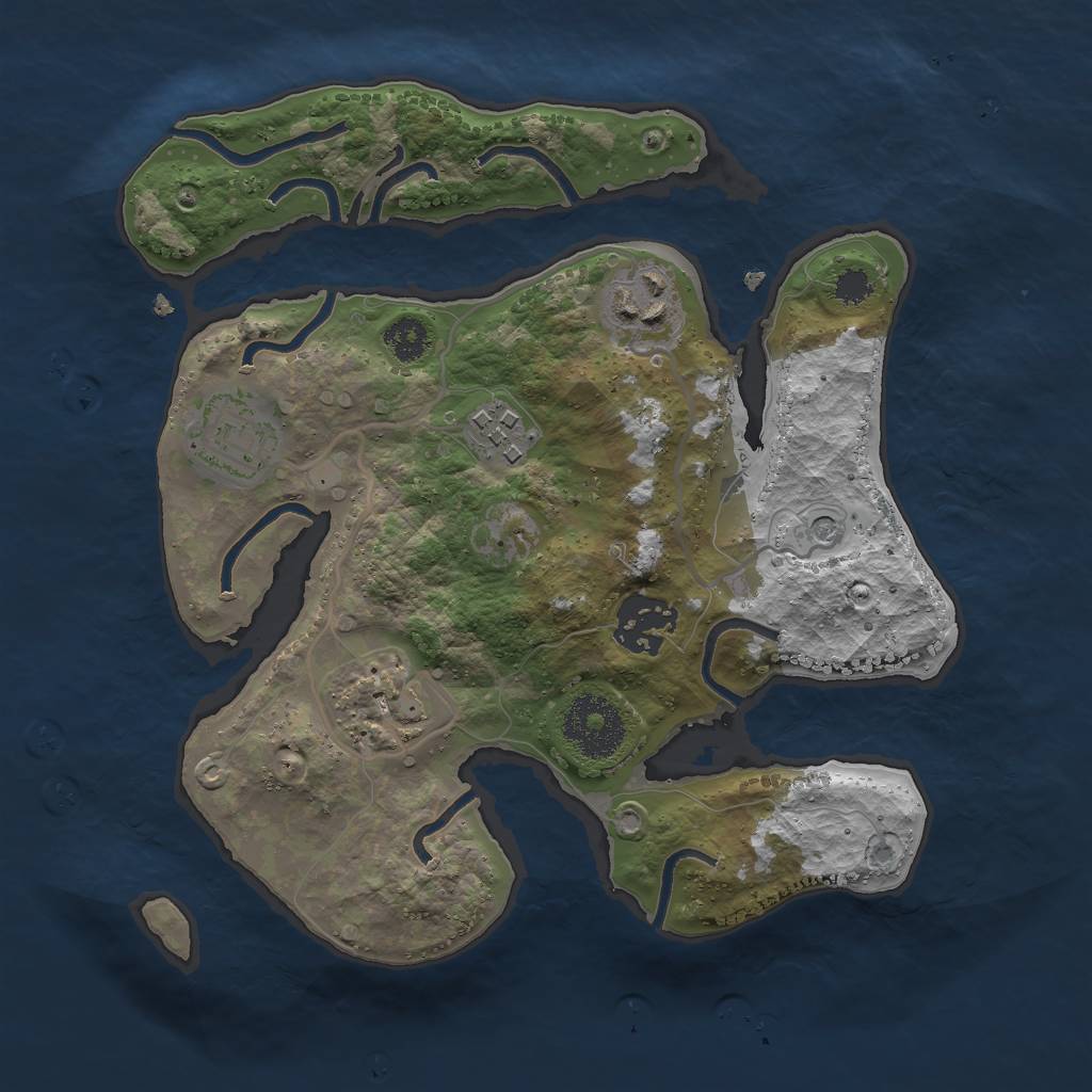 Rust Map: Procedural Map, Size: 2650, Seed: 1618076917, 8 Monuments