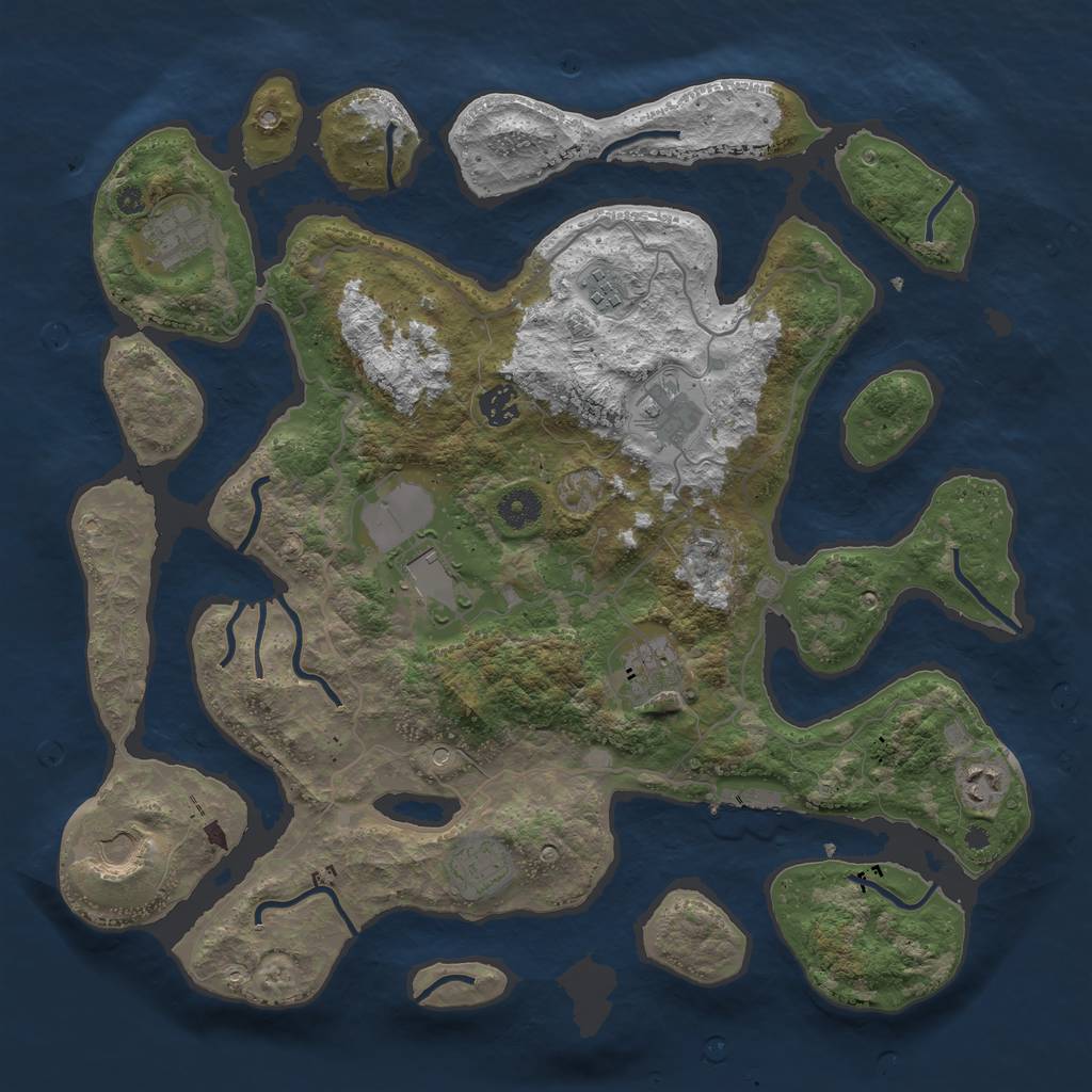 Rust Map: Procedural Map, Size: 4000, Seed: 594317261, 13 Monuments