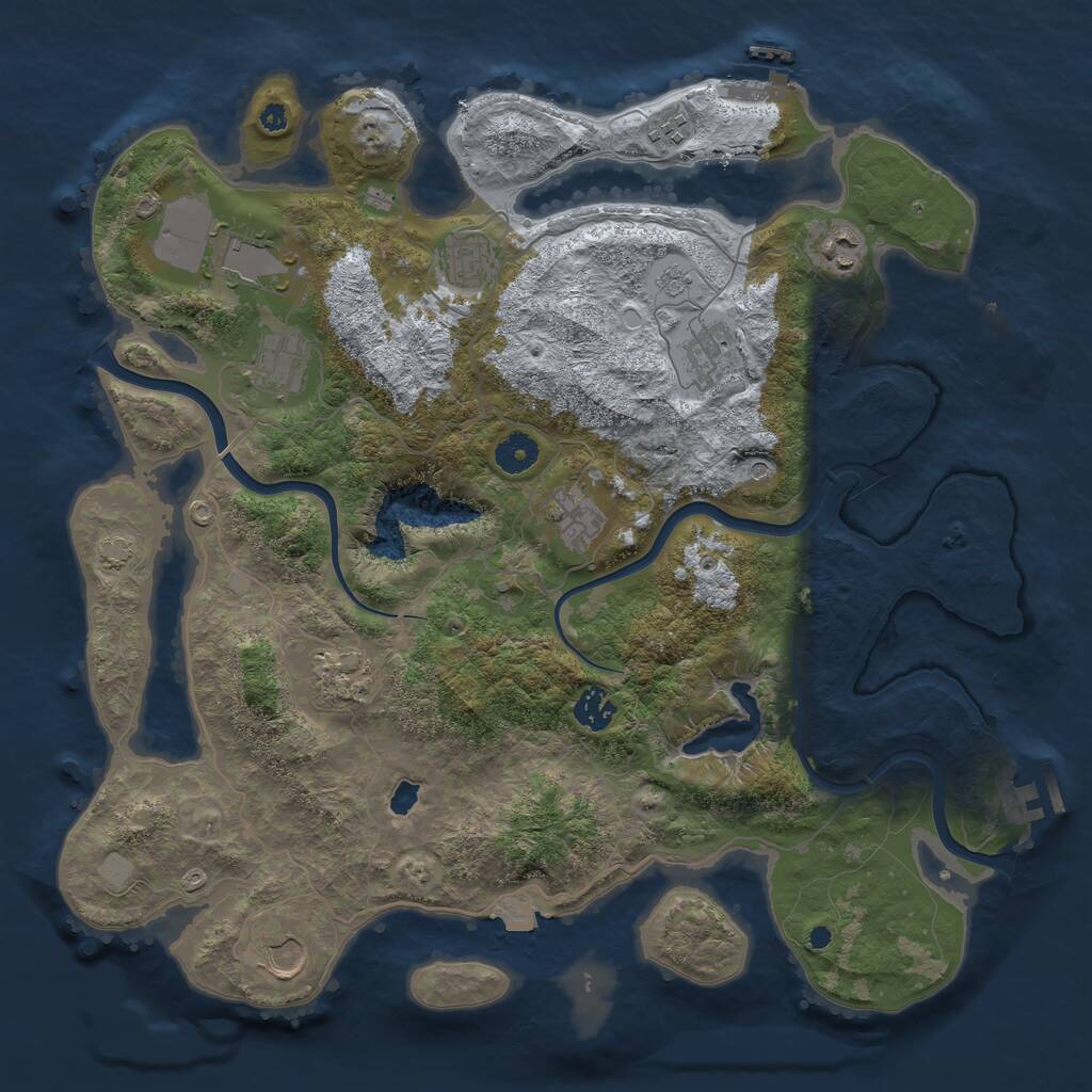 Rust Map: Procedural Map, Size: 4000, Seed: 594317261, 16 Monuments