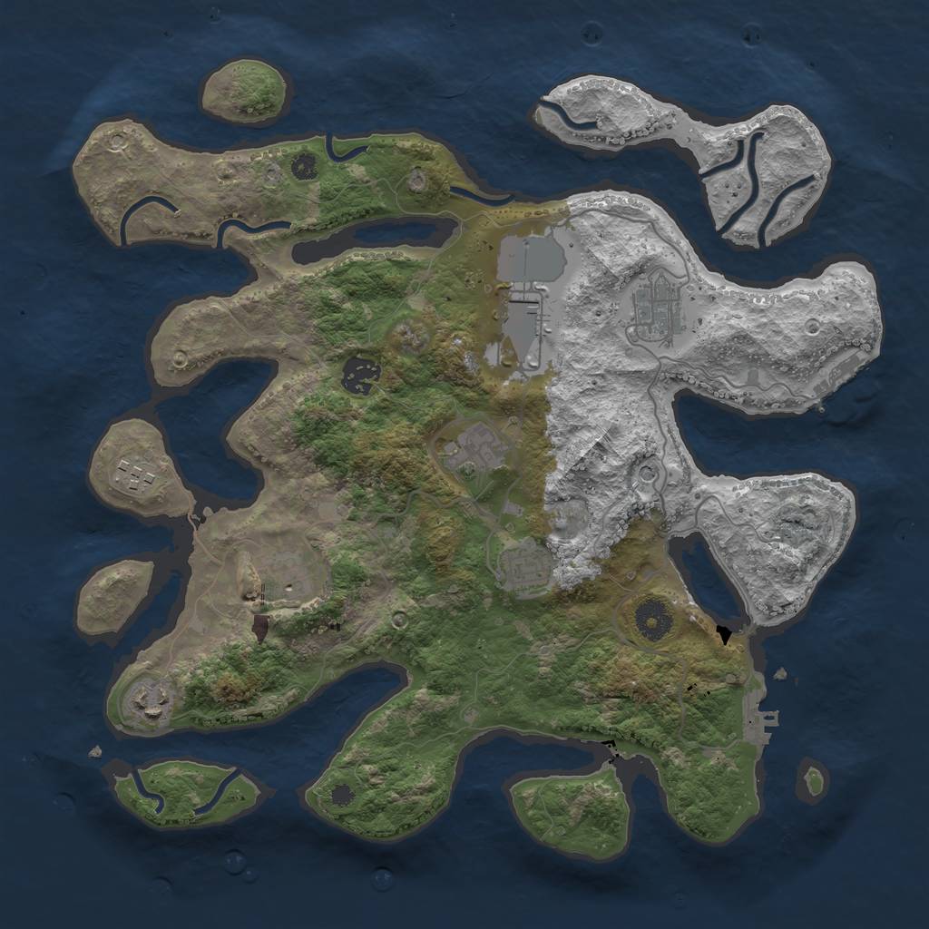 Rust Map: Procedural Map, Size: 3640, Seed: 612809483, 13 Monuments