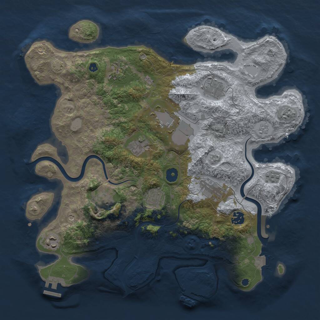 Rust Map: Procedural Map, Size: 3640, Seed: 612809483, 16 Monuments