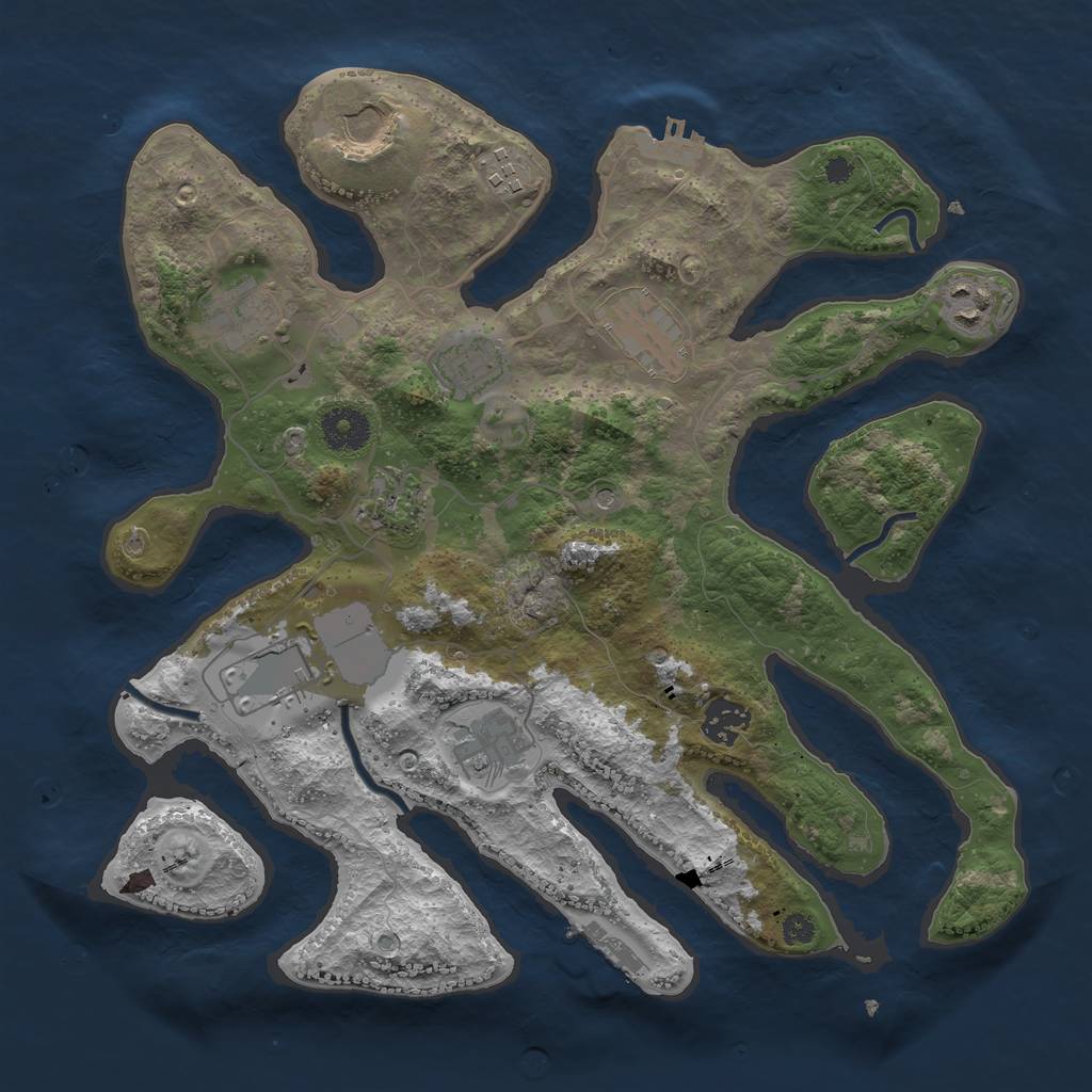 Rust Map: Procedural Map, Size: 3500, Seed: 1234997818, 15 Monuments