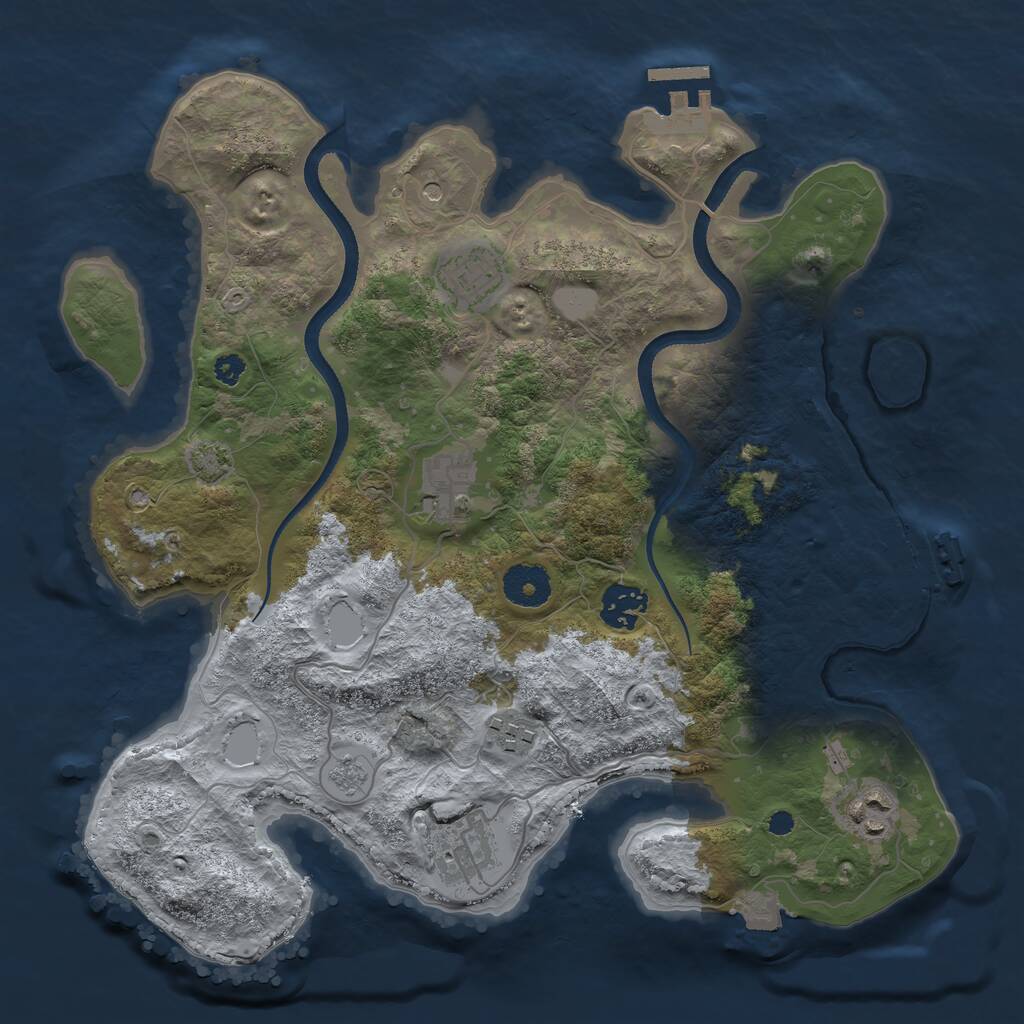 Rust Map: Procedural Map, Size: 3351, Seed: 2147483647, 12 Monuments