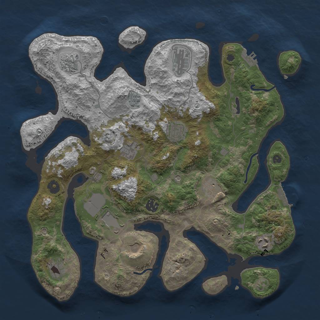 Rust Map: Procedural Map, Size: 3750, Seed: 670420681, 16 Monuments