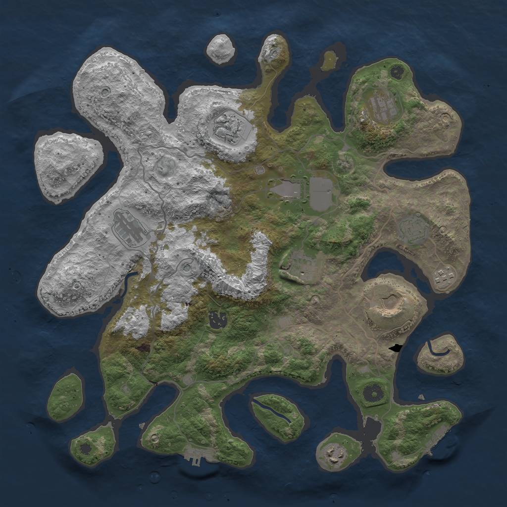 Rust Map: Procedural Map, Size: 4000, Seed: 645897321, 15 Monuments