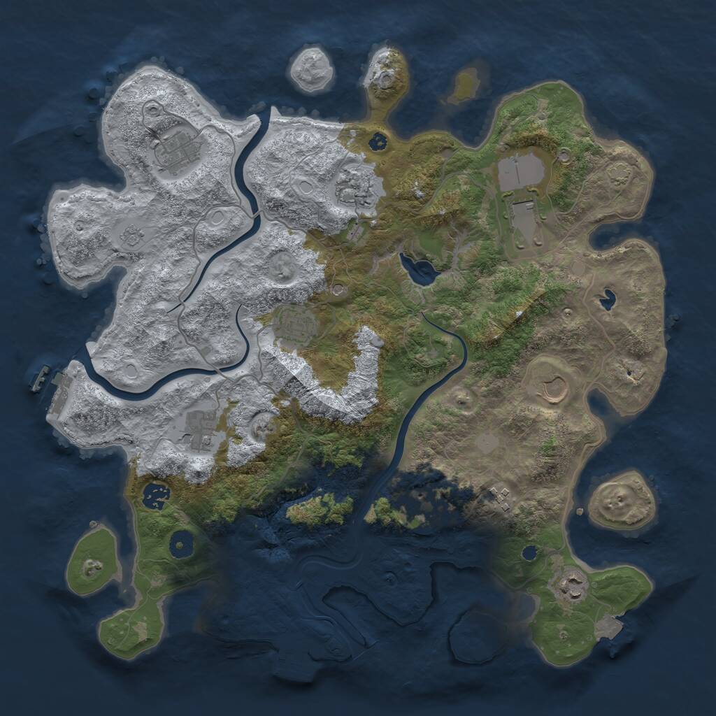 Rust Map: Procedural Map, Size: 4000, Seed: 645897321, 16 Monuments