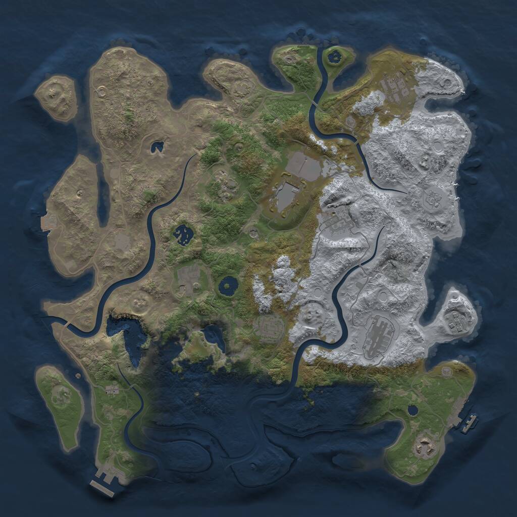 Rust Map: Procedural Map, Size: 4000, Seed: 166974, 16 Monuments