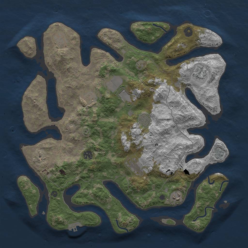 Rust Map: Procedural Map, Size: 4000, Seed: 166974, 13 Monuments