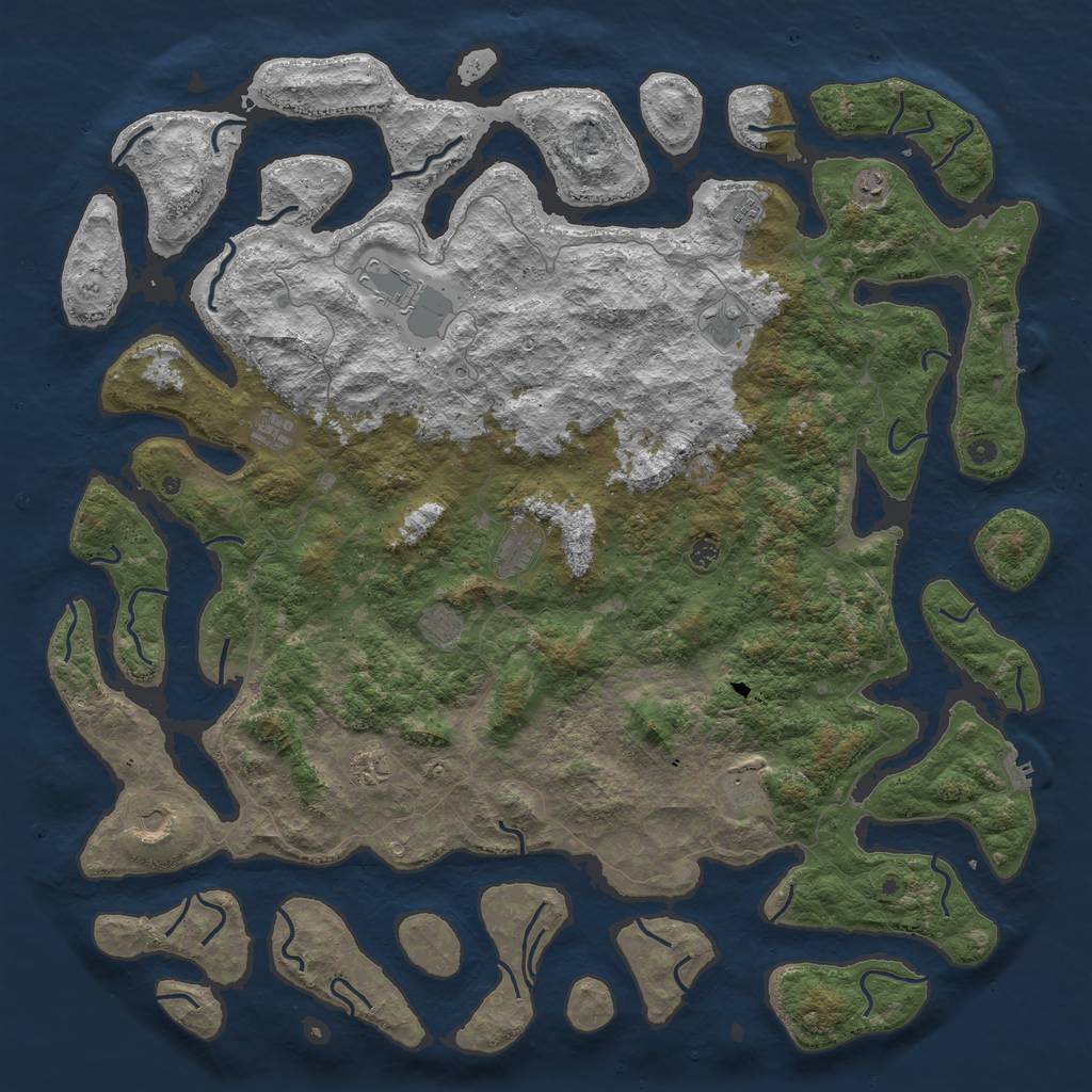 Rust Map: Procedural Map, Size: 6000, Seed: 19600130, 16 Monuments