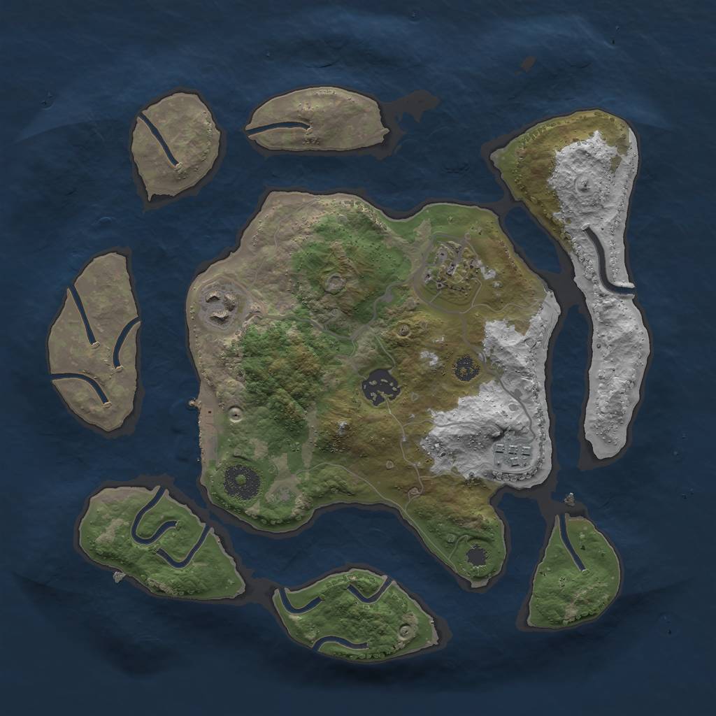 Rust Map: Procedural Map, Size: 3000, Seed: 2421689, 7 Monuments