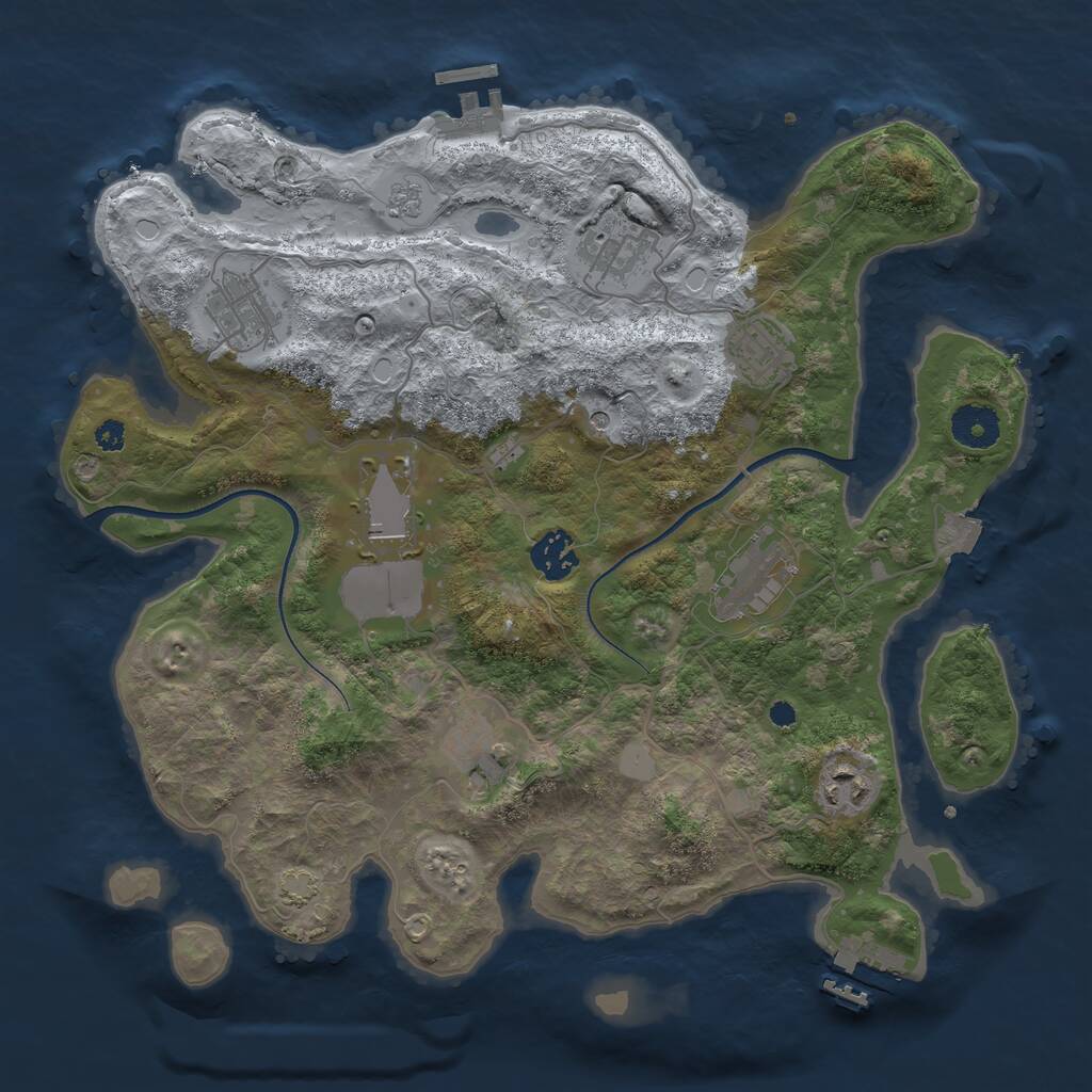 Rust Map: Procedural Map, Size: 3500, Seed: 3109, 14 Monuments