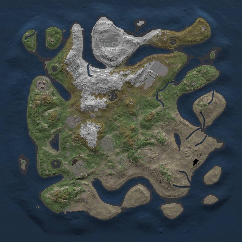 Rust Map: Procedural Map, Size: 3800, Seed: 69053003, 13 Monuments