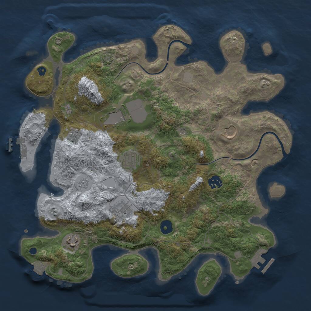 Rust Map: Procedural Map, Size: 3500, Seed: 165446457, 13 Monuments