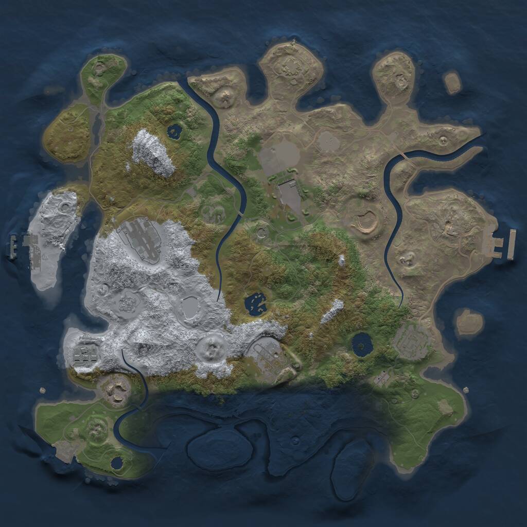 Rust Map: Procedural Map, Size: 3500, Seed: 165446457, 14 Monuments