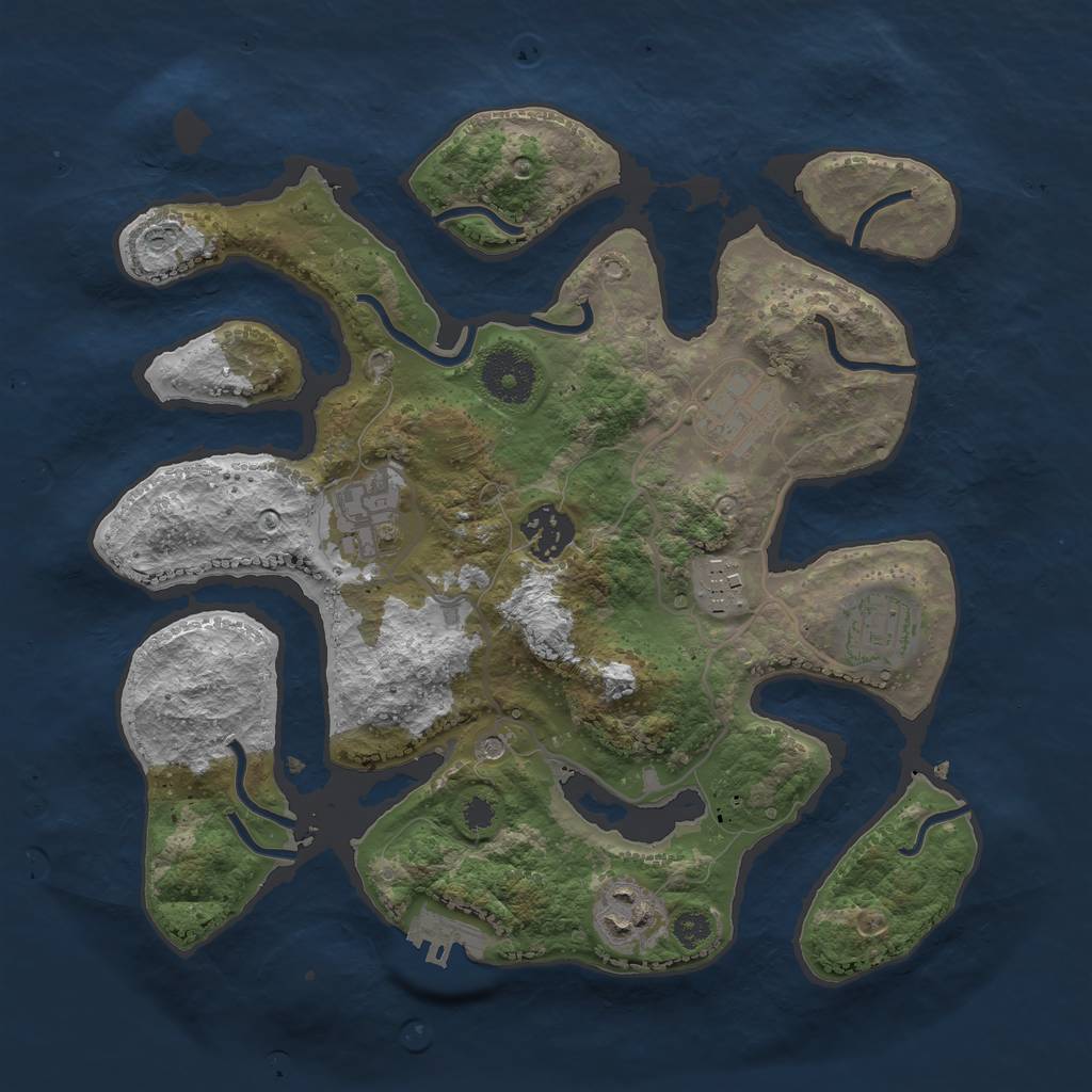 Rust Map: Procedural Map, Size: 3100, Seed: 123456, 10 Monuments
