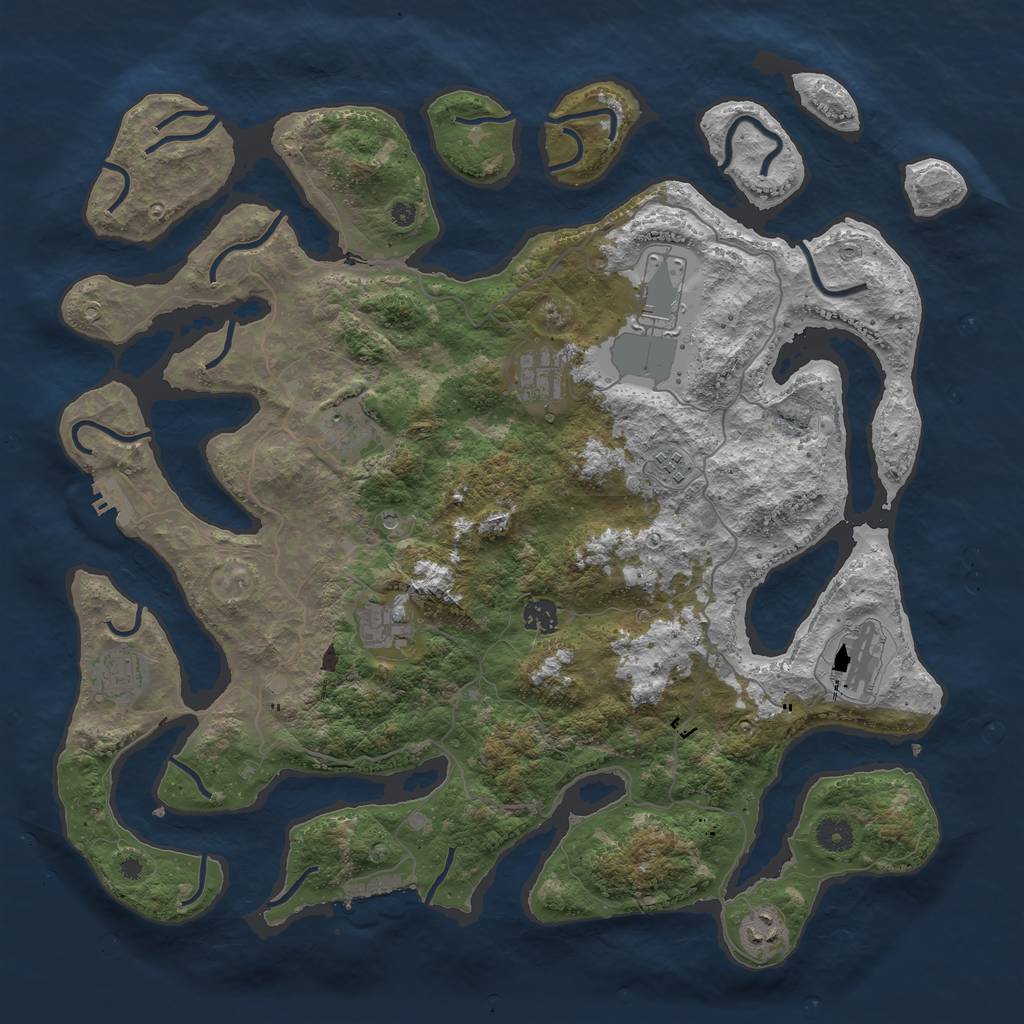 Rust Map: Procedural Map, Size: 4300, Seed: 77158, 14 Monuments