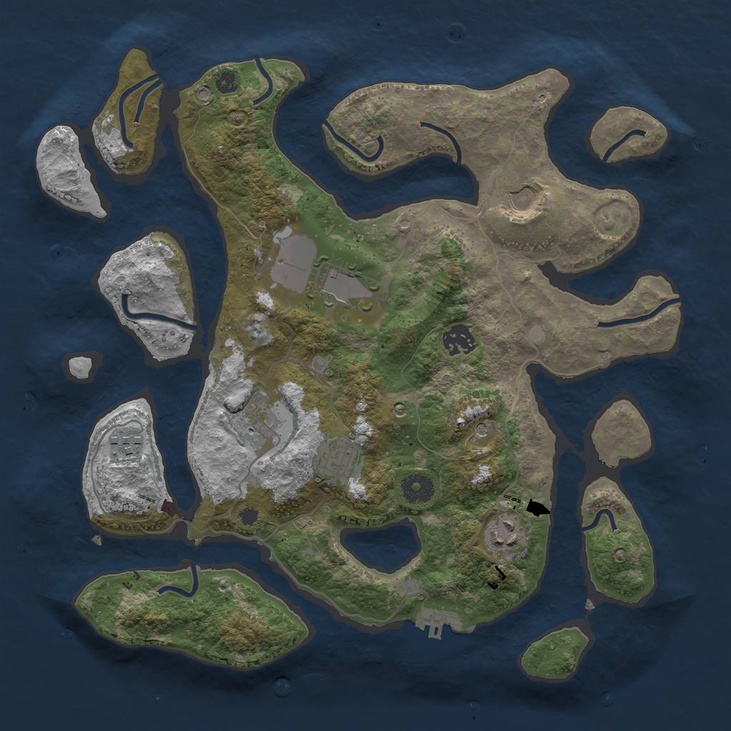 Rust Map: Procedural Map, Size: 3500, Seed: 853984, 11 Monuments