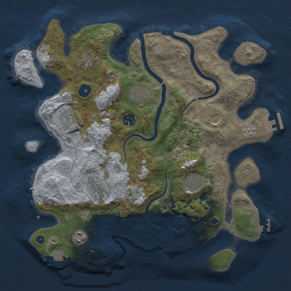 Rust Map: Procedural Map, Size: 3500, Seed: 853984, 15 Monuments