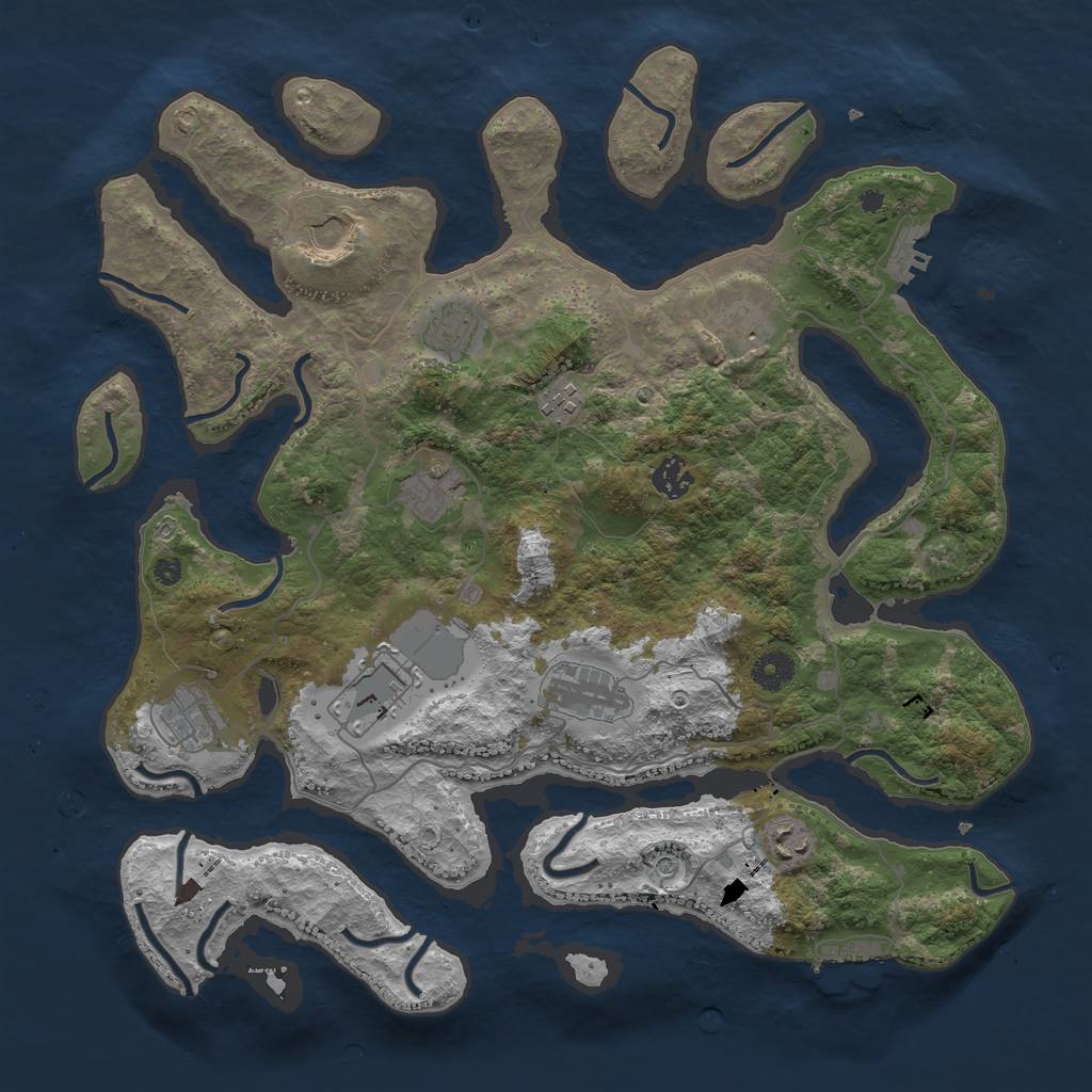 Rust Map: Procedural Map, Size: 4000, Seed: 568568, 15 Monuments