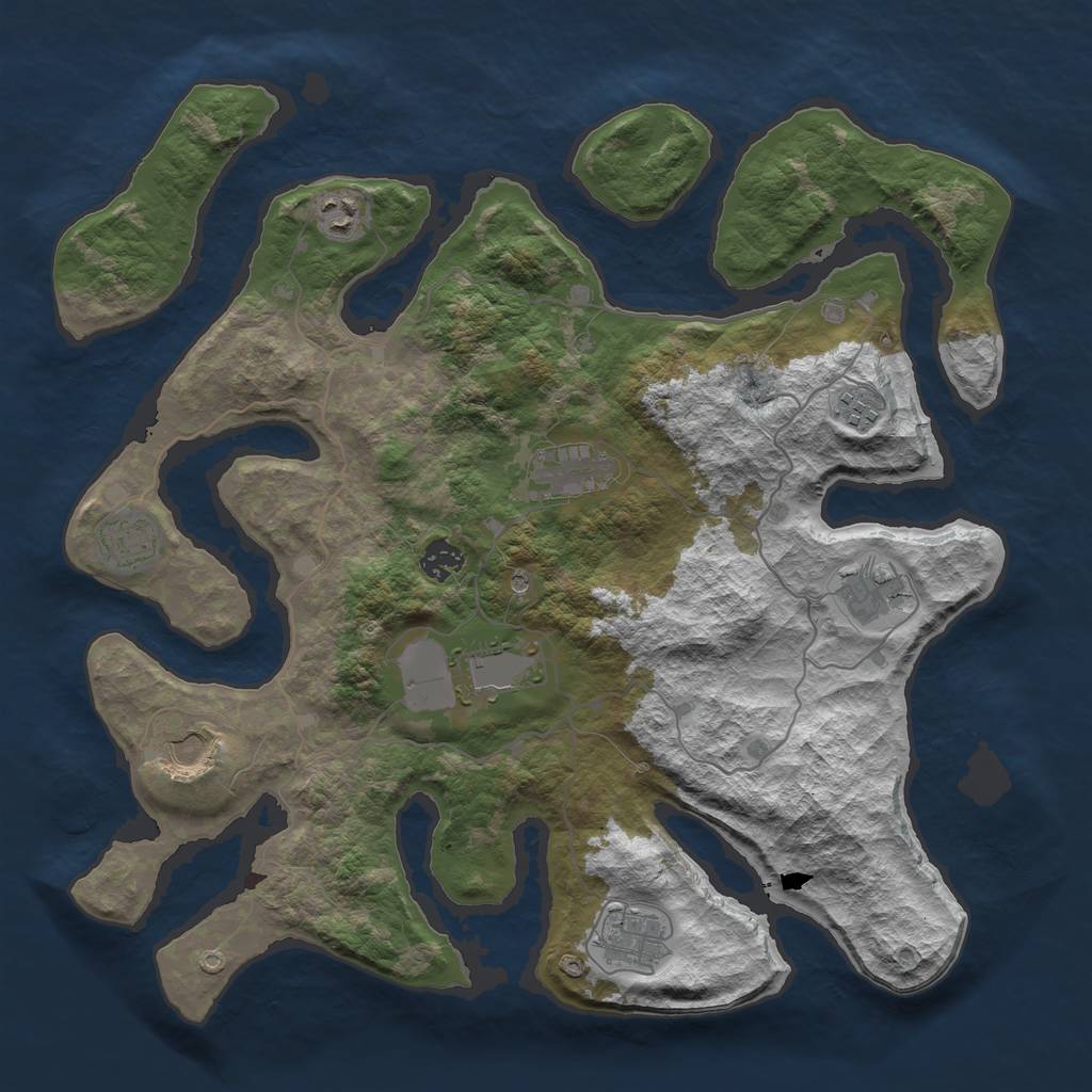 Rust Map: Barren, Size: 4000, Seed: 14, 12 Monuments