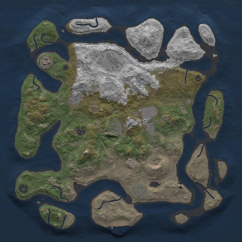 Rust Map: Procedural Map, Size: 4000, Seed: 586524, 13 Monuments