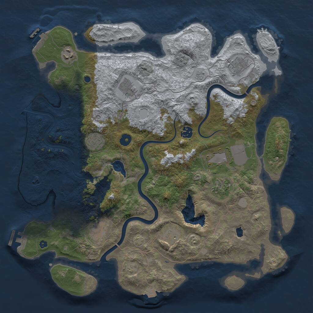 Rust Map: Procedural Map, Size: 4000, Seed: 586524, 16 Monuments