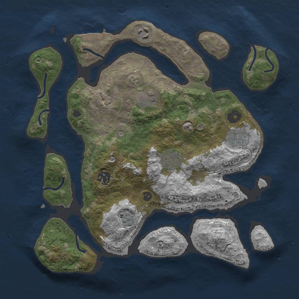 Rust Map: Procedural Map, Size: 3300, Seed: 1440839606, 10 Monuments