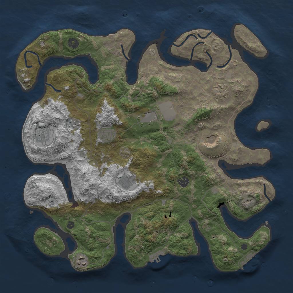 Rust Map: Procedural Map, Size: 4000, Seed: 53429786, 14 Monuments