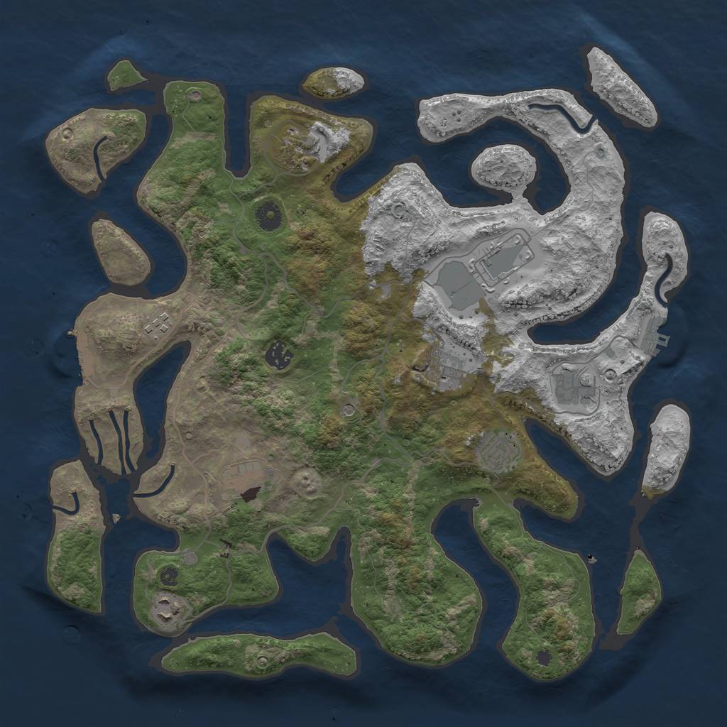 Rust Map: Procedural Map, Size: 4000, Seed: 848983, 14 Monuments