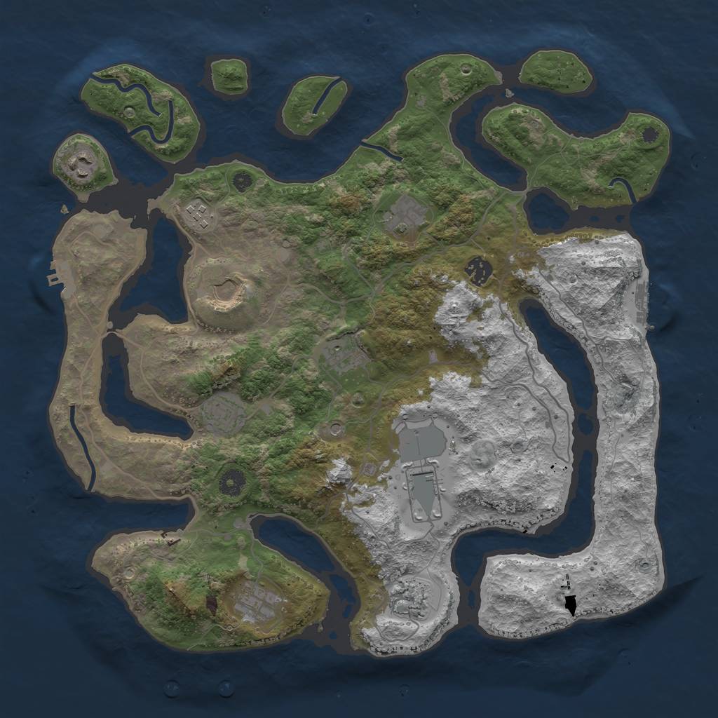 Rust Map: Procedural Map, Size: 4000, Seed: 1293528223, 15 Monuments