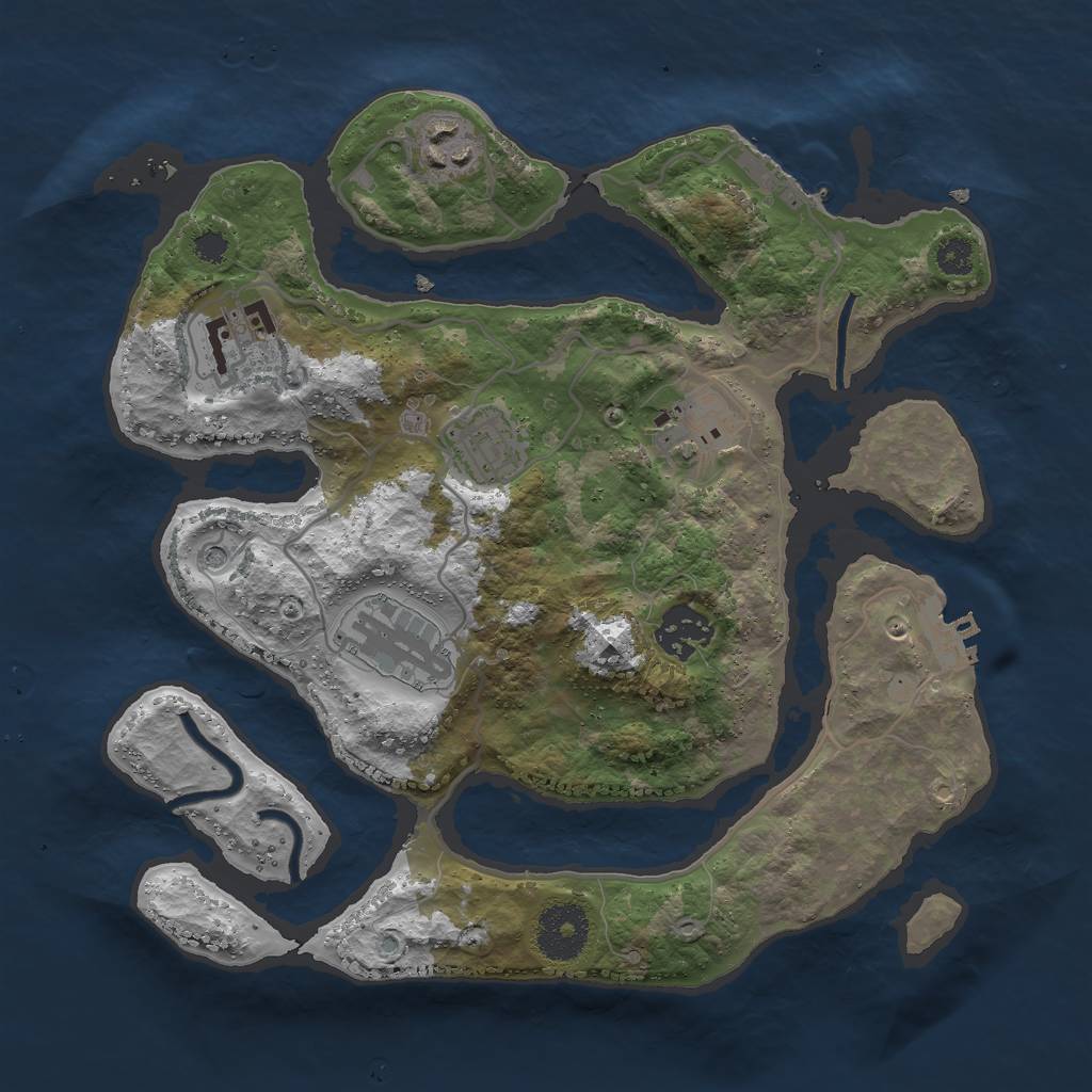 Rust Map: Procedural Map, Size: 3000, Seed: 328798495, 11 Monuments