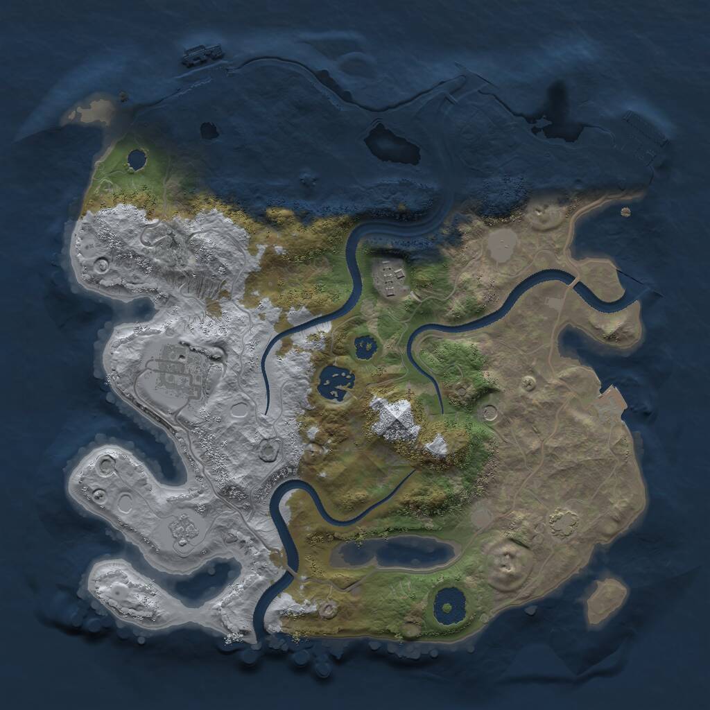 Rust Map: Procedural Map, Size: 3000, Seed: 328798495, 9 Monuments