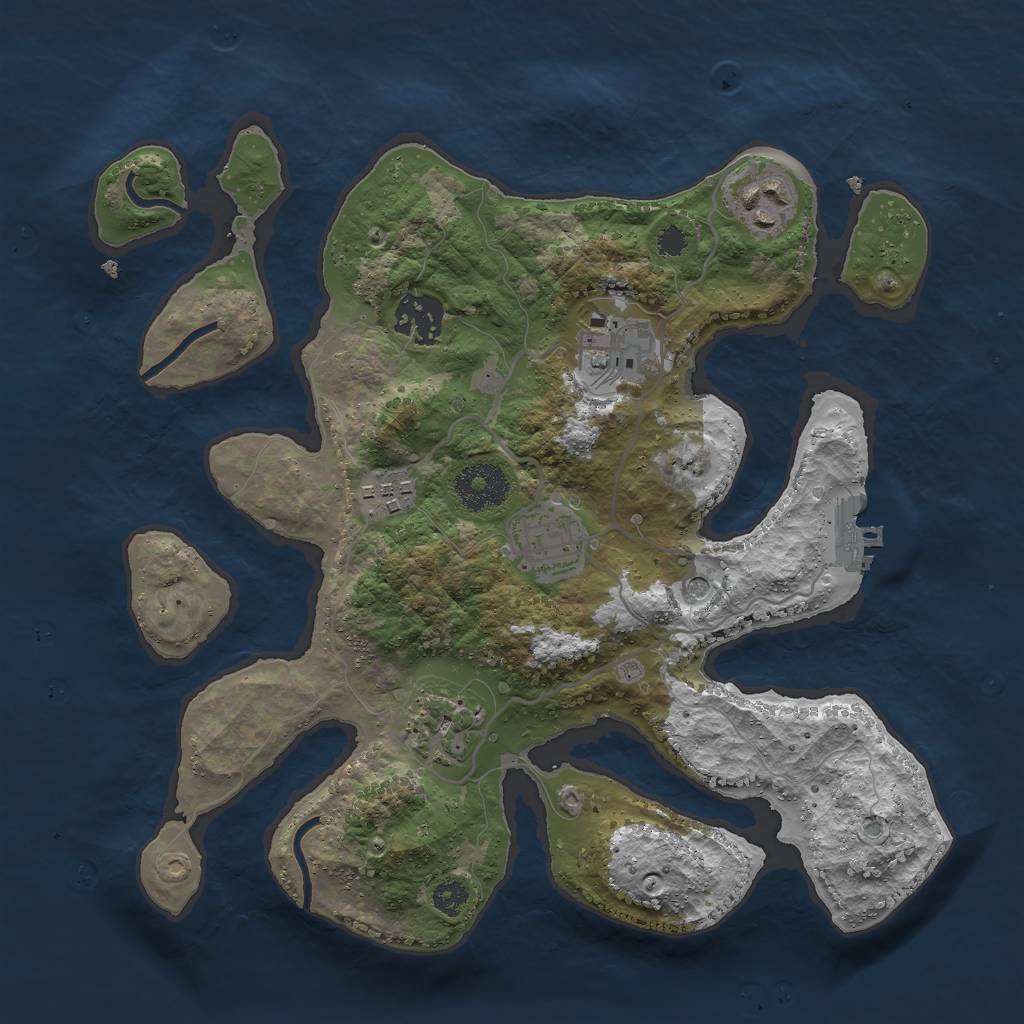 Rust Map: Procedural Map, Size: 3000, Seed: 1952691192, 10 Monuments