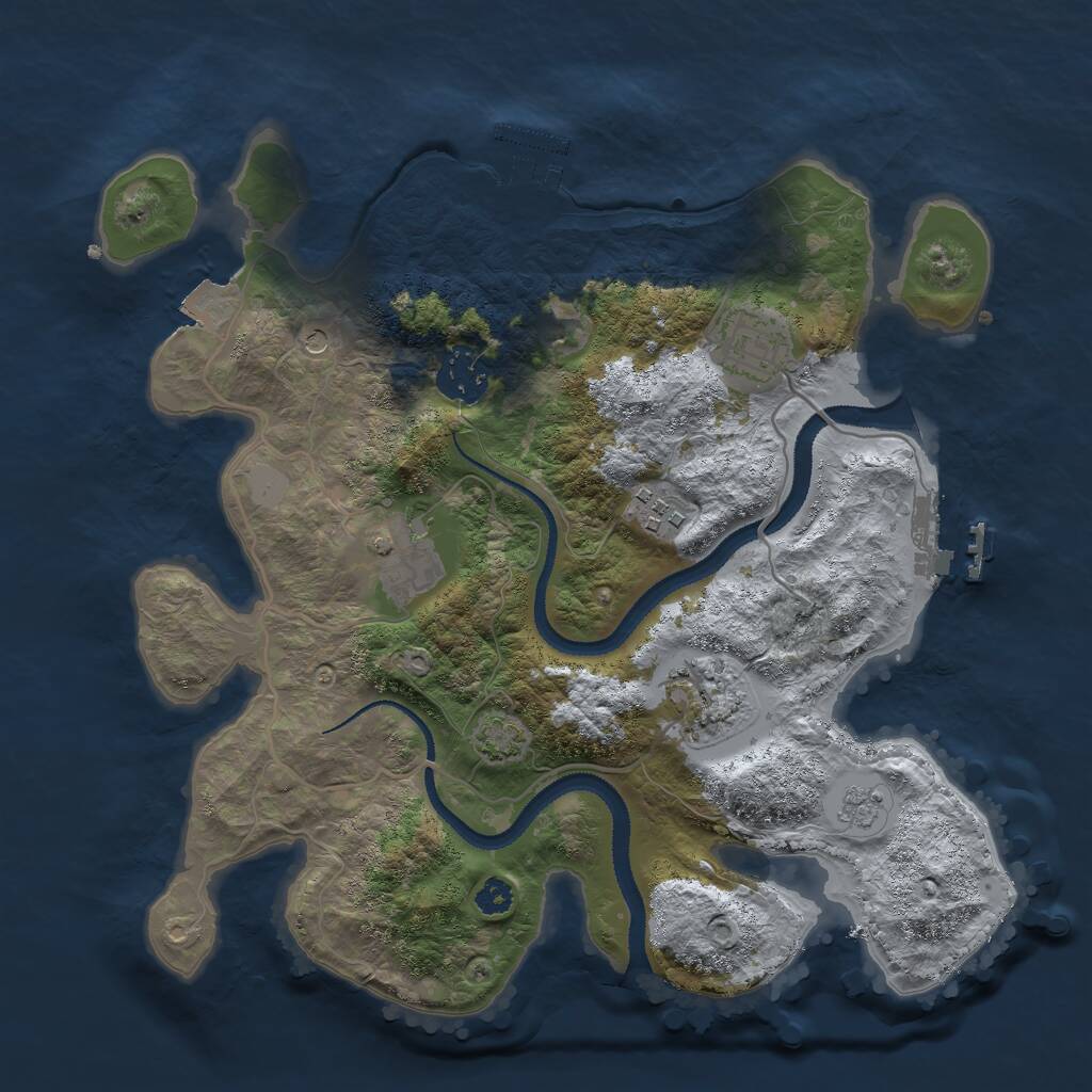Rust Map: Procedural Map, Size: 3000, Seed: 1952691192, 11 Monuments