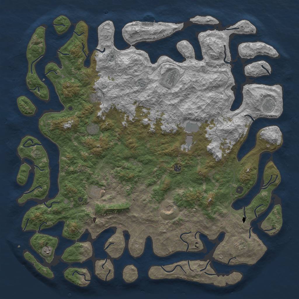 Rust Map: Procedural Map, Size: 6000, Seed: 767628779, 15 Monuments