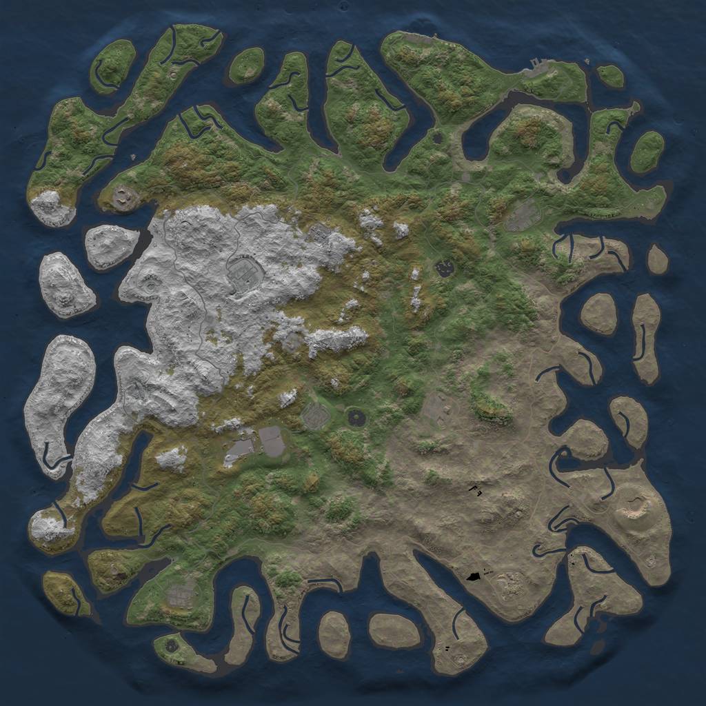 Rust Map: Procedural Map, Size: 6000, Seed: 29613974, 16 Monuments