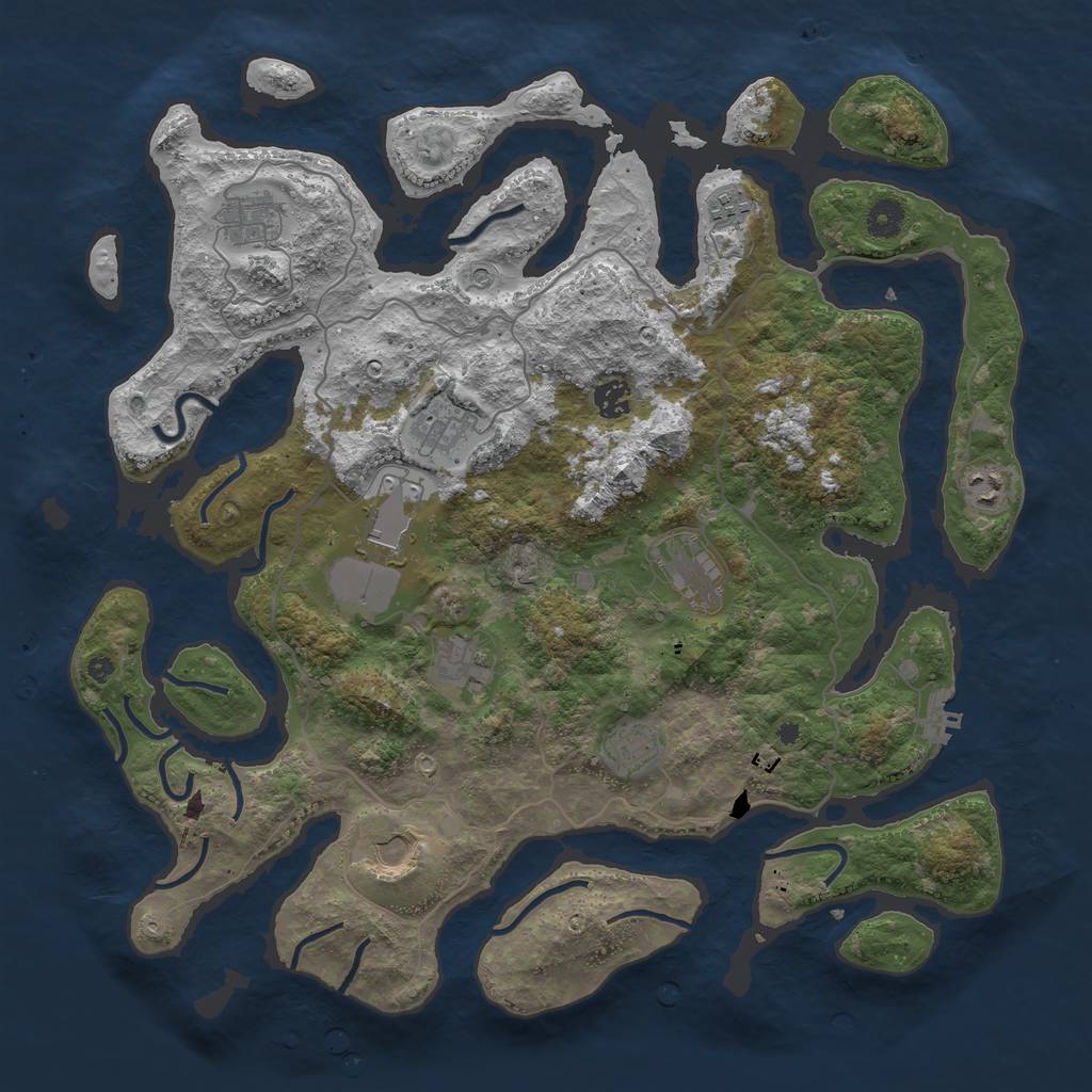 Rust Map: Procedural Map, Size: 4250, Seed: 608527, 14 Monuments