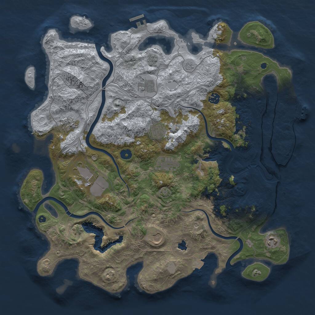 Rust Map: Procedural Map, Size: 4250, Seed: 608527, 15 Monuments
