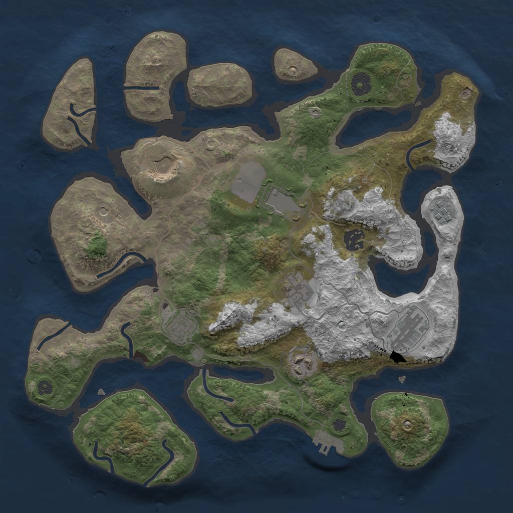 Rust Map: Procedural Map, Size: 3500, Seed: 616881222, 12 Monuments