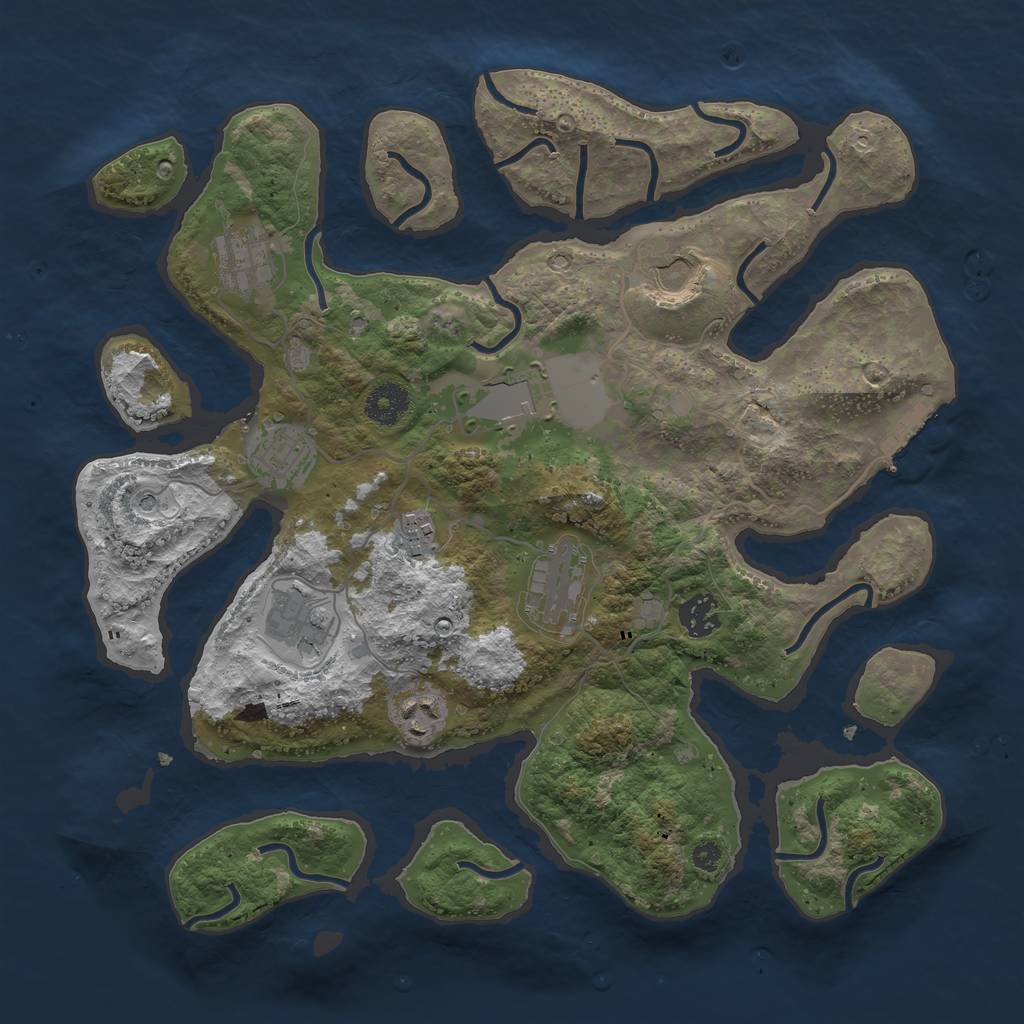 Rust Map: Procedural Map, Size: 3600, Seed: 110, 13 Monuments